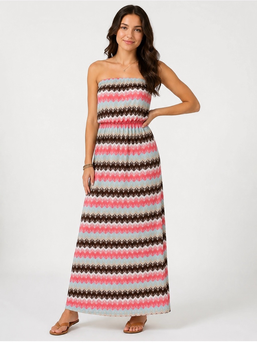 Rue 21 Women’s Strapless Chevron Print Maxi Dress